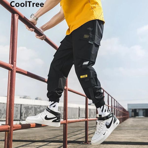 men's pants cooltree men cargo pant spring autumn solid color multi-pocket ribbons casual trouser male hip hop joggers harem streetwear, Black
men's pants cooltree men cargo pant spring autumn solid color multi-pocket ribbons casual trouser male hip hop joggers harem streetwear, Black