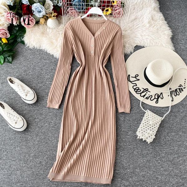 casual dresses yornmona fashion buttons v neck women knitted pleated dress elegant long ladies female autumn winter sweater tunic, Black;gray
casual dresses yornmona fashion buttons v neck women knitted pleated dress elegant long ladies female autumn winter sweater tunic, Black;gray