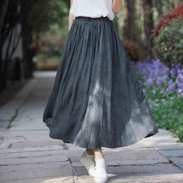 johnature women vintage pleated skirts elastic waist solid color summer cotton linen casual loose female skirts 210521, Black
johnature women vintage pleated skirts elastic waist solid color summer cotton linen casual loose female skirts 210521, Black