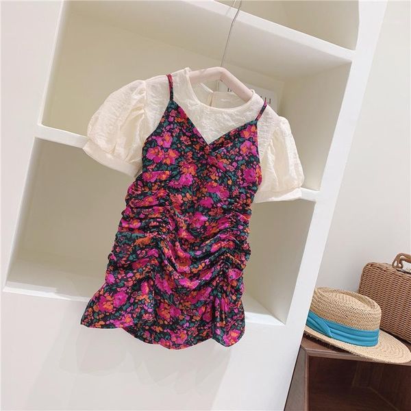 clothing sets fashion girls solid t-shirts flower print crimping knee-length dress off shoulder toddler kids baby clothes set 2pcs 3-8y1, White
clothing sets fashion girls solid t-shirts flower print crimping knee-length dress off shoulder toddler kids baby clothes set 2pcs 3-8y1, White