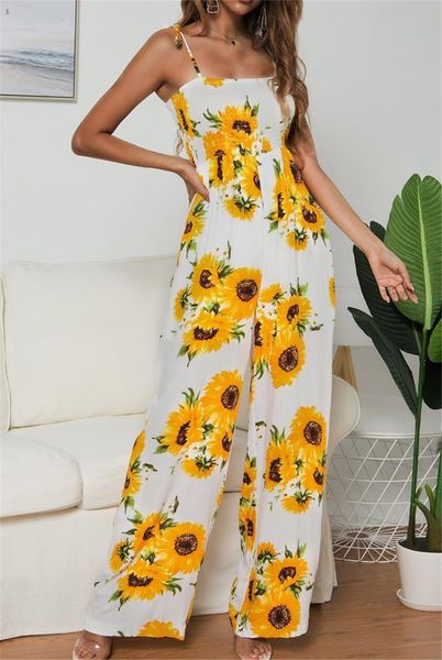 women's jumpsuits & rompers women summer sunflowers print strappy high street long wide leg sleeveless camis loose playsuit, Black;white
women's jumpsuits & rompers women summer sunflowers print strappy high street long wide leg sleeveless camis loose playsuit, Black;white