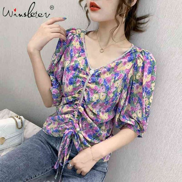 women's t-shirt summer european clothes loose t-shirt fashion diamonds drape women print ropa mujer pullover lace up puff sle, White
women's t-shirt summer european clothes loose t-shirt fashion diamonds drape women print ropa mujer pullover lace up puff sle, White