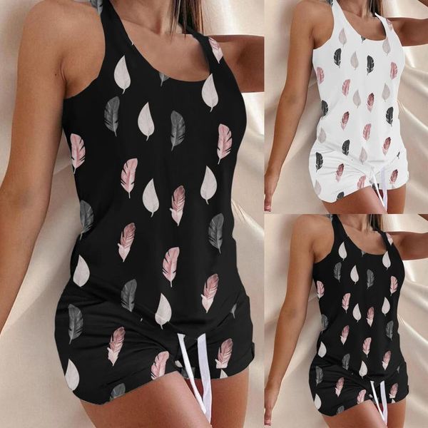 women's tracksuits sleeveless crop and drawstring shorts set print round neck casual undershirt suit two-piece sports tracksuit, Gray
women's tracksuits sleeveless crop and drawstring shorts set print round neck casual undershirt suit two-piece sports tracksuit, Gray