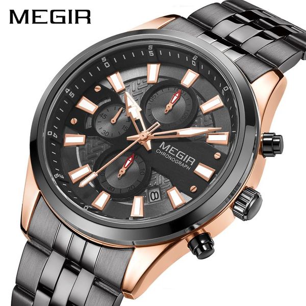wristwatches megir trend fashion men's sports watch calendar timer steel band quartz watches relogio masculino 2154, Slivery;brown
wristwatches megir trend fashion men's sports watch calendar timer steel band quartz watches relogio masculino 2154, Slivery;brown