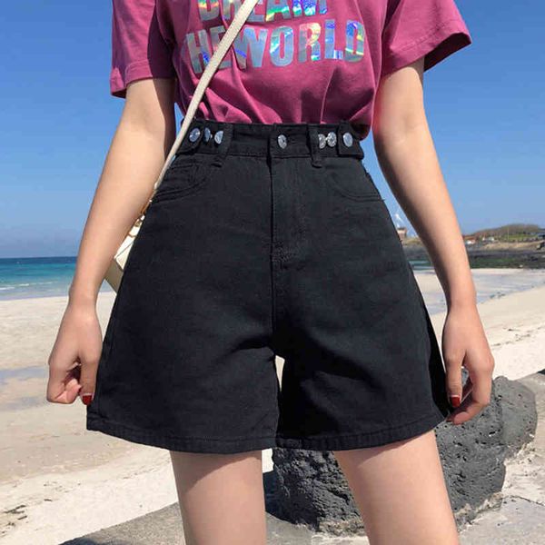 women's denim classic vintage high waist blue wide leg female caual summer ladies shorts jeans for women 210304, White;black
women's denim classic vintage high waist blue wide leg female caual summer ladies shorts jeans for women 210304, White;black