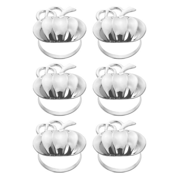 napkin rings 6pcs pumpkin shape holders decor (silver)