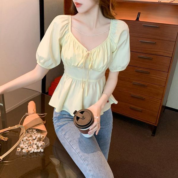 women's blouses & shirts cy shirt short sleeve summer 2021 retro square collar exposed collarbone waist chiffon, White
women's blouses & shirts cy shirt short sleeve summer 2021 retro square collar exposed collarbone waist chiffon, White