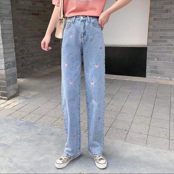 high waisted loose and comfortable womens jeans jeans, fashionable casual straight leg for girlfriend, washed women, Blue
high waisted loose and comfortable womens jeans jeans, fashionable casual straight leg for girlfriend, washed women, Blue