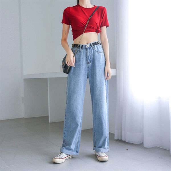 spring fashion women high waist loose jeans vintage light blue denim wide leg pants ladies straight s393 210512
spring fashion women high waist loose jeans vintage light blue denim wide leg pants ladies straight s393 210512