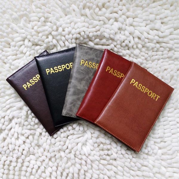 card holders 1pc fashion pu women passport holder couple models girls travel cover case man, Brown;gray