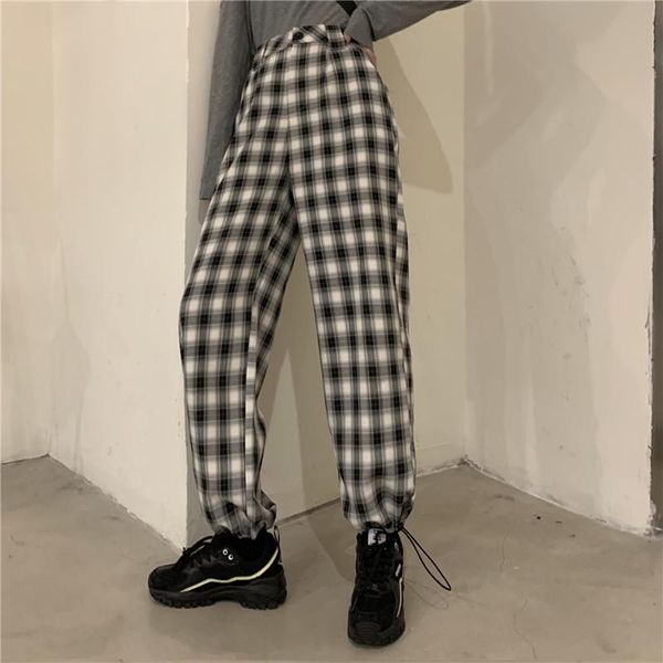 women's pants & capris harem high waist drawstring plaid loose casual all-match student fashion chic korean style trousers autumn, Black;white
women's pants & capris harem high waist drawstring plaid loose casual all-match student fashion chic korean style trousers autumn, Black;white