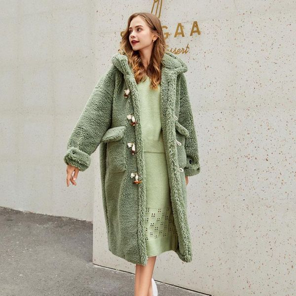Women's Fur & Faux Foreacha Hooded Long Women Coat Lamb Velvet Particles Winter Woman Horn Buckle Khaki Warm Jacket Abrigo Largo, Black
Women's Fur & Faux Foreacha Hooded Long Women Coat Lamb Velvet Particles Winter Woman Horn Buckle Khaki Warm Jacket Abrigo Largo, Black