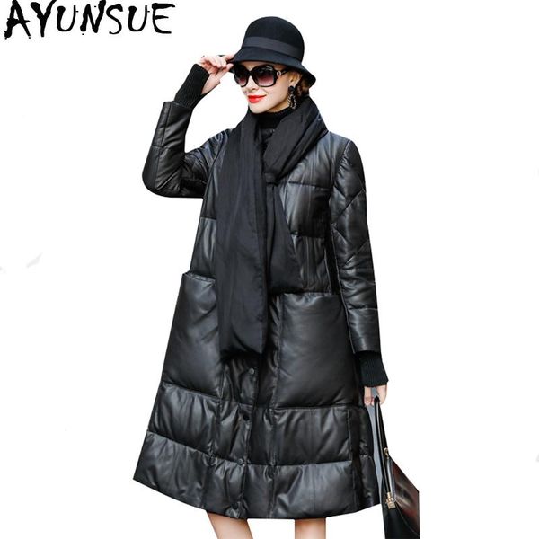 women's leather & faux ayunsue 2021 real jacket winter coat wmen long down women genuine sheepskin with scarf chaqueta mujer my4692, Black
women's leather & faux ayunsue 2021 real jacket winter coat wmen long down women genuine sheepskin with scarf chaqueta mujer my4692, Black