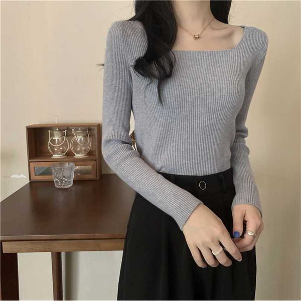 women square neck sweaters autumn winter slim pullover women korean basic casual soft knit sweater soft warm jumper 211214, White;black
women square neck sweaters autumn winter slim pullover women korean basic casual soft knit sweater soft warm jumper 211214, White;black