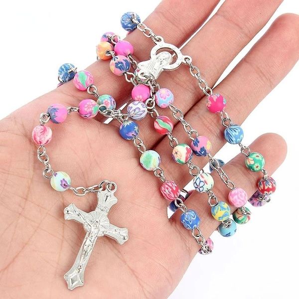 pendant necklaces colorful catholic rosary cross neckfor women polymer clay round bead our lady of fatima lourdes guadalupe mary center meda, Silver
pendant necklaces colorful catholic rosary cross neckfor women polymer clay round bead our lady of fatima lourdes guadalupe mary center meda, Silver