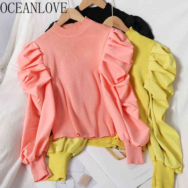 short pullovers puff sleeve candy color solid sweet mujer sueteres patchwork fashion autumn winter sweater women 18216 210415, White;black
short pullovers puff sleeve candy color solid sweet mujer sueteres patchwork fashion autumn winter sweater women 18216 210415, White;black