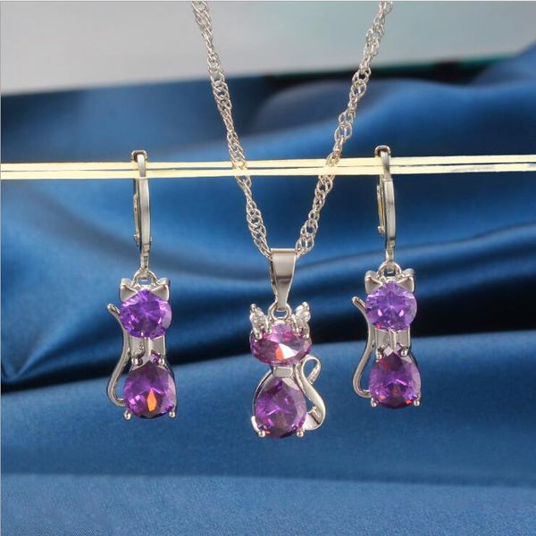 cat simple zircon necklaces earring jewelry set gsfs059 fashion women gift earrings & necklace, Silver
cat simple zircon necklaces earring jewelry set gsfs059 fashion women gift earrings & necklace, Silver