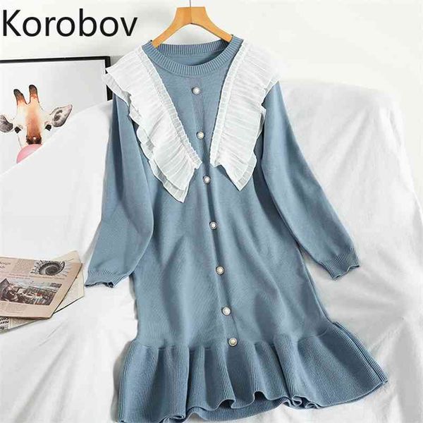 korobov sweet korean lace patchwork single breasted dress vintage preppy style o neck long sleeve knit dresses vestidos femme 210430, Black;gray
korobov sweet korean lace patchwork single breasted dress vintage preppy style o neck long sleeve knit dresses vestidos femme 210430, Black;gray