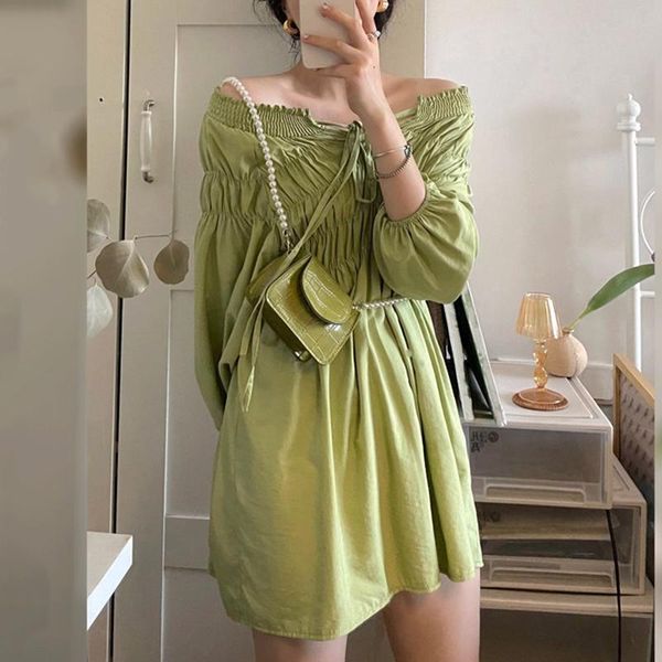 casual dresses sannian women dress avocado green slash neck off-shoulder folds with bow knot lantern sleeve ladies clothes, Black;gray
casual dresses sannian women dress avocado green slash neck off-shoulder folds with bow knot lantern sleeve ladies clothes, Black;gray