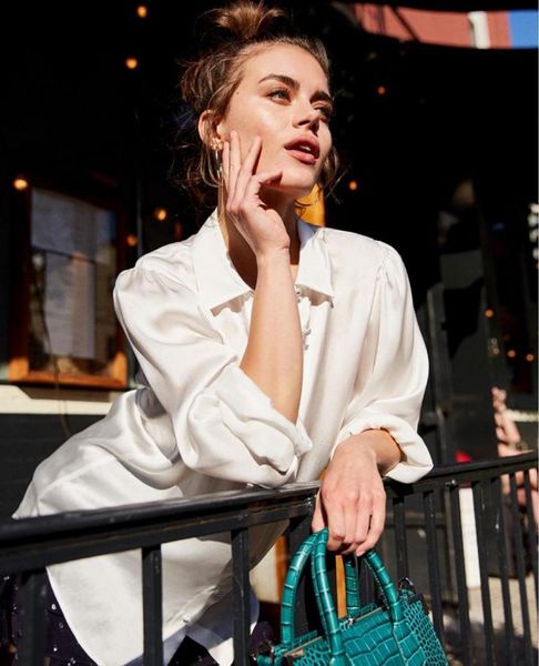 women's blouses & shirts 100% silk brand fashion women high-end luxury spring autumn smooth satin loose lazy long-sleeved shirt top, White
women's blouses & shirts 100% silk brand fashion women high-end luxury spring autumn smooth satin loose lazy long-sleeved shirt top, White