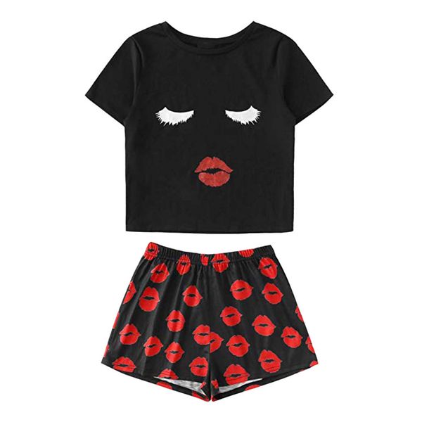 women's sleepwear 2021 fashion trend pajamas home wear classic digital printing, Black;red
women's sleepwear 2021 fashion trend pajamas home wear classic digital printing, Black;red