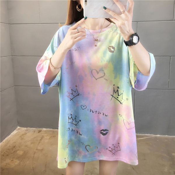 women's t-shirt the female summer 2021 round neck short sleeve shirt, cotton printed euramerican fashion t-shirts, White
women's t-shirt the female summer 2021 round neck short sleeve shirt, cotton printed euramerican fashion t-shirts, White