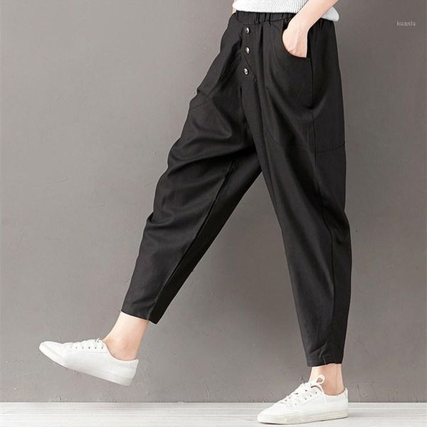 women's pants & capris arrival female elastic waist ankle-length high summer packets button loose solid harem, Black;white
women's pants & capris arrival female elastic waist ankle-length high summer packets button loose solid harem, Black;white