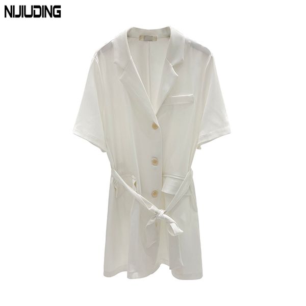 summer solid color suit collar short sleeve paragraph lace up waist slimming jacket professional wear 210514, White;black
summer solid color suit collar short sleeve paragraph lace up waist slimming jacket professional wear 210514, White;black