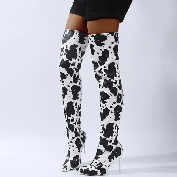 boots women cow pattern thin heels over the knee high tube pointed toe ladies autumn winter heel shoes plus size 42, Black
boots women cow pattern thin heels over the knee high tube pointed toe ladies autumn winter heel shoes plus size 42, Black