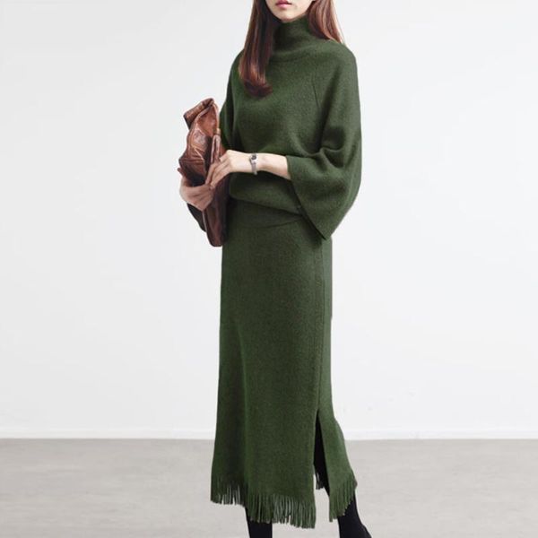 women's two piece pants women sweater suit set elegant casual knitted high neck loose pullover pencil skirts 2pcs, White
women's two piece pants women sweater suit set elegant casual knitted high neck loose pullover pencil skirts 2pcs, White