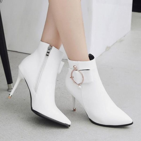 boots black/white leather ankle women pearl metal buckle high heels winter bottes femme bow-knot enkel dames big size 43 s556
boots black/white leather ankle women pearl metal buckle high heels winter bottes femme bow-knot enkel dames big size 43 s556