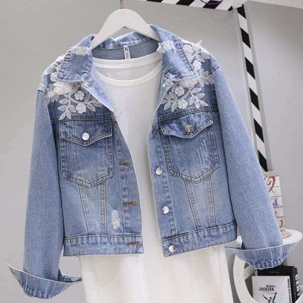 women's jackets neploe 2021 denim jacket pink embroidery hole design jean coat causal women outwear fashion clothes, Black;brown
women's jackets neploe 2021 denim jacket pink embroidery hole design jean coat causal women outwear fashion clothes, Black;brown