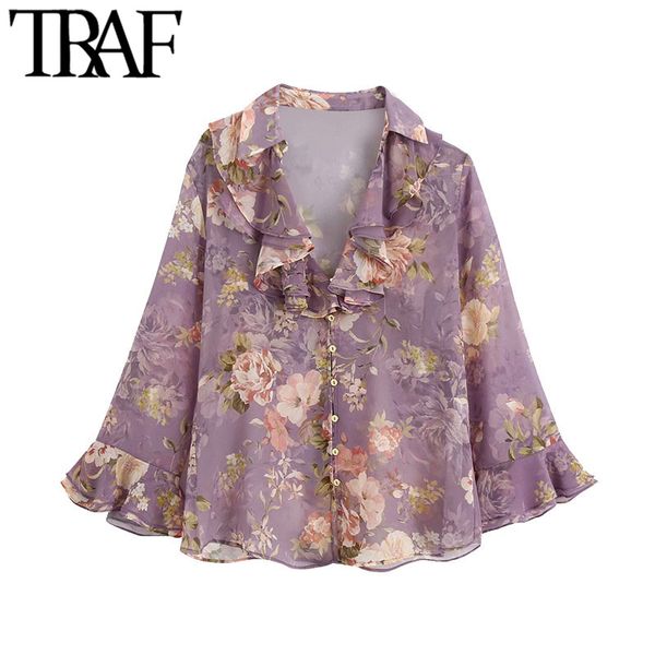 traf women fashion see through floral print ruffled blouses vintage v neck long sleeve female shirts blusas chic 210415, White
traf women fashion see through floral print ruffled blouses vintage v neck long sleeve female shirts blusas chic 210415, White