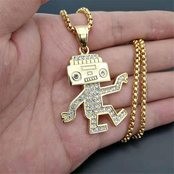pendant necklaces iced out music robot necklace & with stainless steel chain gold color bling cubic zircon men's hip hop jewelry for gi, Silver
pendant necklaces iced out music robot necklace & with stainless steel chain gold color bling cubic zircon men's hip hop jewelry for gi, Silver