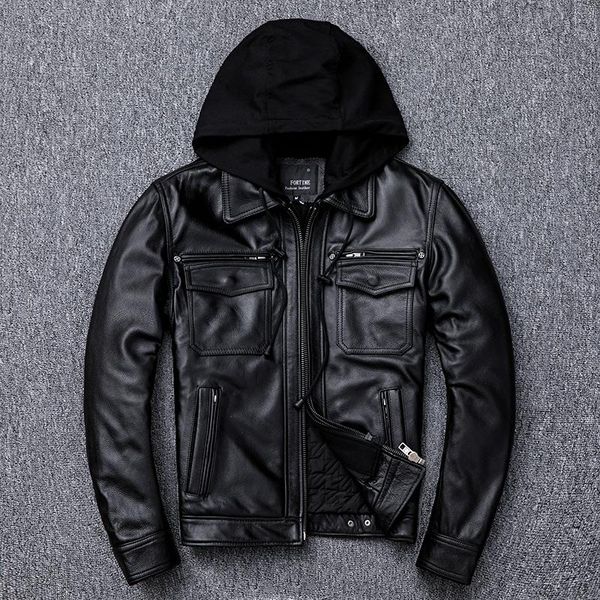men's leather & faux mens jacket cowhide genuine coat motorcycle men autumn winter real cow jackets plus size kj3195, Black
men's leather & faux mens jacket cowhide genuine coat motorcycle men autumn winter real cow jackets plus size kj3195, Black