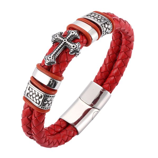 antique cross charm bracelet magnetic buckle double layered genuine leather bracelets for men, Golden;silver
antique cross charm bracelet magnetic buckle double layered genuine leather bracelets for men, Golden;silver