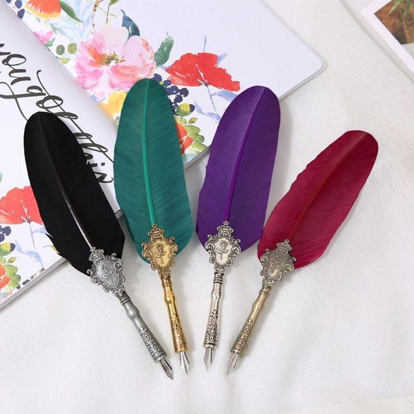 fountain pens retro classical feather quill dip english calligraphy pen with writing ink 5 nibs kit set stationery gift box 19qa
fountain pens retro classical feather quill dip english calligraphy pen with writing ink 5 nibs kit set stationery gift box 19qa