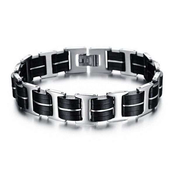 sport cool men silicone stainless steel bracelets bangles wholesale price fashion jewelry big width 13mm link, chain, Black
sport cool men silicone stainless steel bracelets bangles wholesale price fashion jewelry big width 13mm link, chain, Black