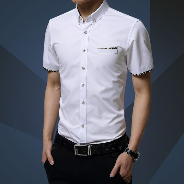 new summer men's short sleeve shirt korean fashion casual slim student, White;black
new summer men's short sleeve shirt korean fashion casual slim student, White;black