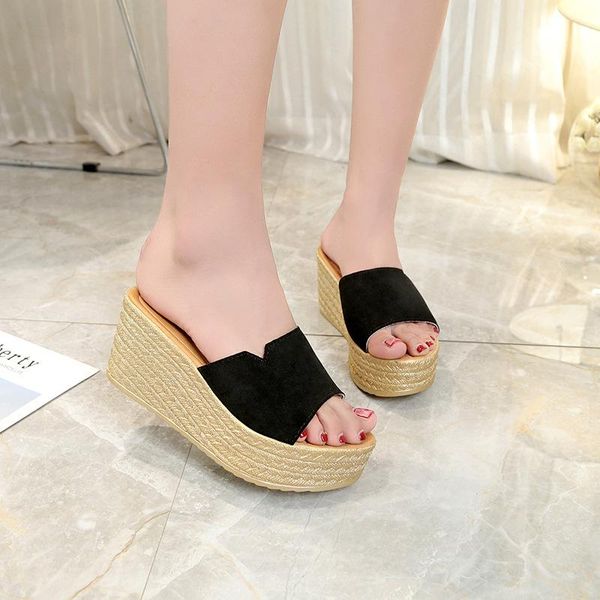 slippers women's peep toe summer high heel wedges lady beach casual shoes platform home outdoor big plus size slipper slides, Black
slippers women's peep toe summer high heel wedges lady beach casual shoes platform home outdoor big plus size slipper slides, Black