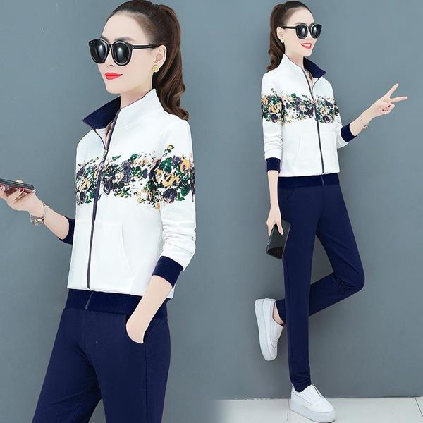 women's two piece pants floral print tracksuit women set autumn clothing zipper coat suits casual sets outfits jogging femme, White
women's two piece pants floral print tracksuit women set autumn clothing zipper coat suits casual sets outfits jogging femme, White
