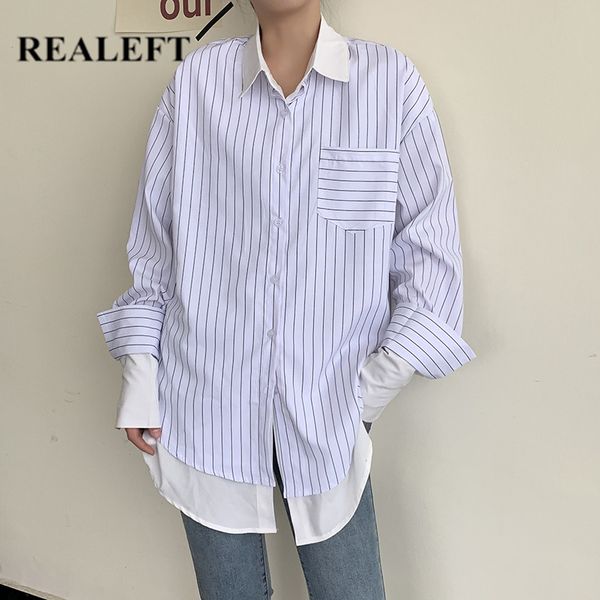 spring fake 2 pieces one pocket striped women's shirt female blouse korean ol style casual loose blouses 210428, White
spring fake 2 pieces one pocket striped women's shirt female blouse korean ol style casual loose blouses 210428, White
