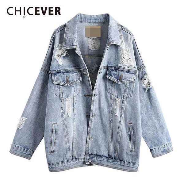 women's jackets chicever vintage denim jacket for women lapel long sleeve frayed pockets loose casual female 2021 spring fashion clothe, Black;brown
women's jackets chicever vintage denim jacket for women lapel long sleeve frayed pockets loose casual female 2021 spring fashion clothe, Black;brown