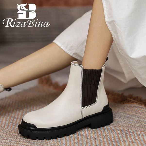 boots rizabina genuine leather women ankle round toe flat heel mixed color slip on winter fashion female footwear size 34-40, Black
boots rizabina genuine leather women ankle round toe flat heel mixed color slip on winter fashion female footwear size 34-40, Black