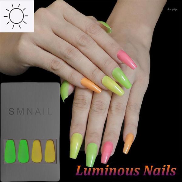 24pcs/set fluorescent neon gradient false nails luminous tips long ballerina french full cover nail art press on manicure1, Red;gold
24pcs/set fluorescent neon gradient false nails luminous tips long ballerina french full cover nail art press on manicure1, Red;gold