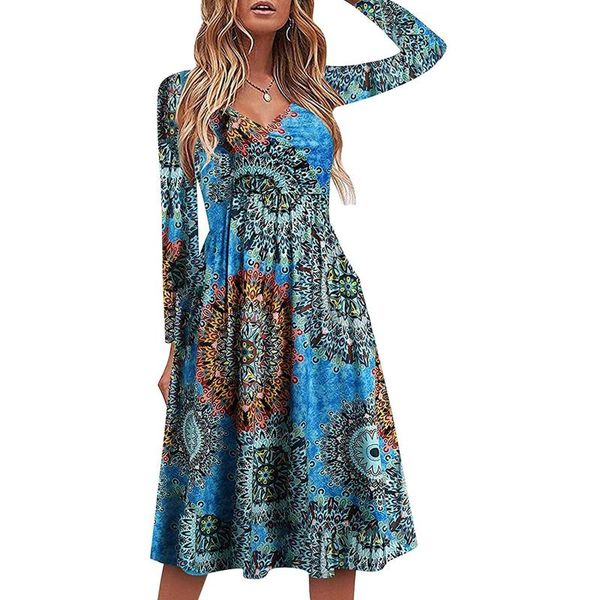 casual dresses fashion bohemian printing women's autumn dress long sleeve v neck high waist slim midi female party vestidos, Black;gray
casual dresses fashion bohemian printing women's autumn dress long sleeve v neck high waist slim midi female party vestidos, Black;gray