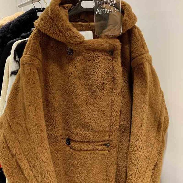 women's wool & blends 2021 winter hooded long coat women teddy bear parka tobacco double breasted alpaca fur outwear fashion, Black
women's wool & blends 2021 winter hooded long coat women teddy bear parka tobacco double breasted alpaca fur outwear fashion, Black