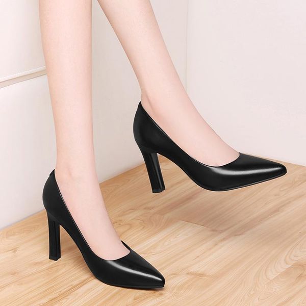 dress shoes trend comfortable shallow pointed leather thick heel overshoes women's, Black
dress shoes trend comfortable shallow pointed leather thick heel overshoes women's, Black
