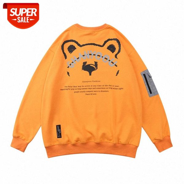 national tide cute bear print orange round neck long-sleeved sweater men's loose trend lazy bf wind #v33p, Black
national tide cute bear print orange round neck long-sleeved sweater men's loose trend lazy bf wind #v33p, Black