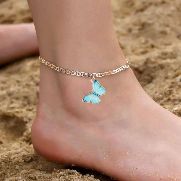 anklets fashion cute butterfly pendant gold color chain ankle bracelet on leg 2021 bohemian beach foot jewelry for women, Red;blue
anklets fashion cute butterfly pendant gold color chain ankle bracelet on leg 2021 bohemian beach foot jewelry for women, Red;blue